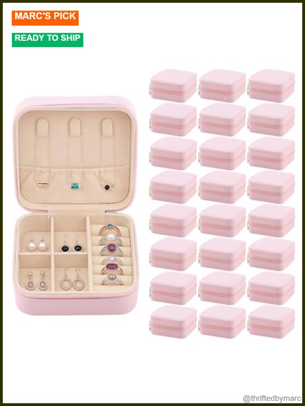 PU Leather Travel Jewelry Box Organizer Case for Rings Earrings